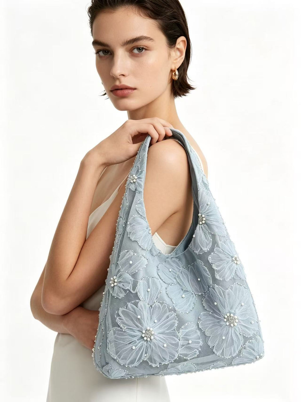 3D Floral Lace Tote Bag